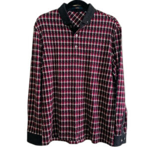 Italian Silk and Wool Men's Checkered Shirt  White Red and Black size 50/large